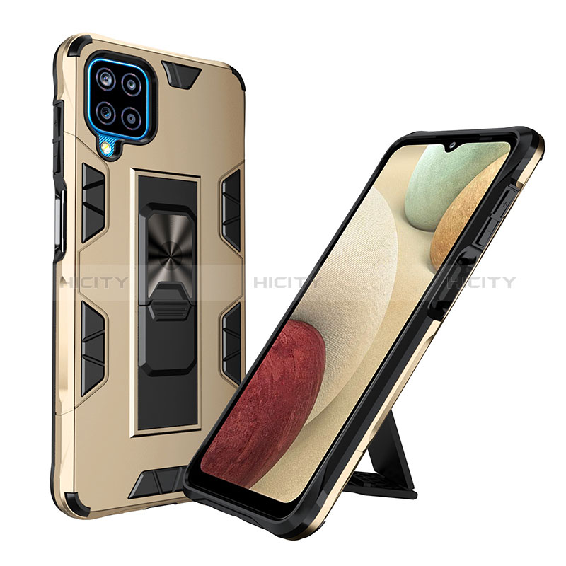 Coque Contour Silicone et Plastique Housse Etui Mat avec Aimant Magnetique Support MQ1 pour Samsung Galaxy M12 Plus