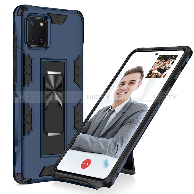 Coque Contour Silicone et Plastique Housse Etui Mat avec Aimant Magnetique Support MQ1 pour Samsung Galaxy M60s Bleu Plus