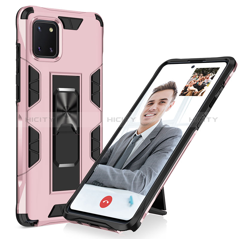 Coque Contour Silicone et Plastique Housse Etui Mat avec Aimant Magnetique Support MQ1 pour Samsung Galaxy M60s Or Rose Plus