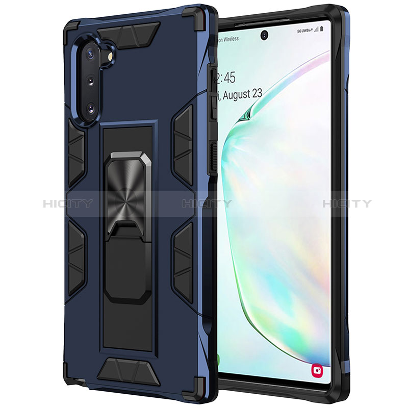 Coque Contour Silicone et Plastique Housse Etui Mat avec Aimant Magnetique Support MQ1 pour Samsung Galaxy Note 10 5G Bleu Plus