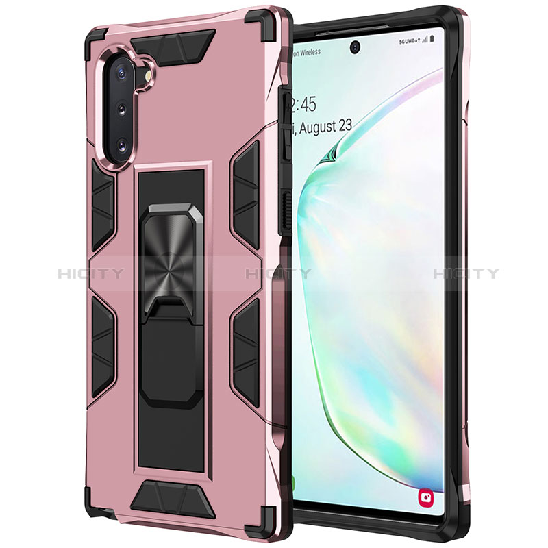 Coque Contour Silicone et Plastique Housse Etui Mat avec Aimant Magnetique Support MQ1 pour Samsung Galaxy Note 10 5G Or Rose Plus