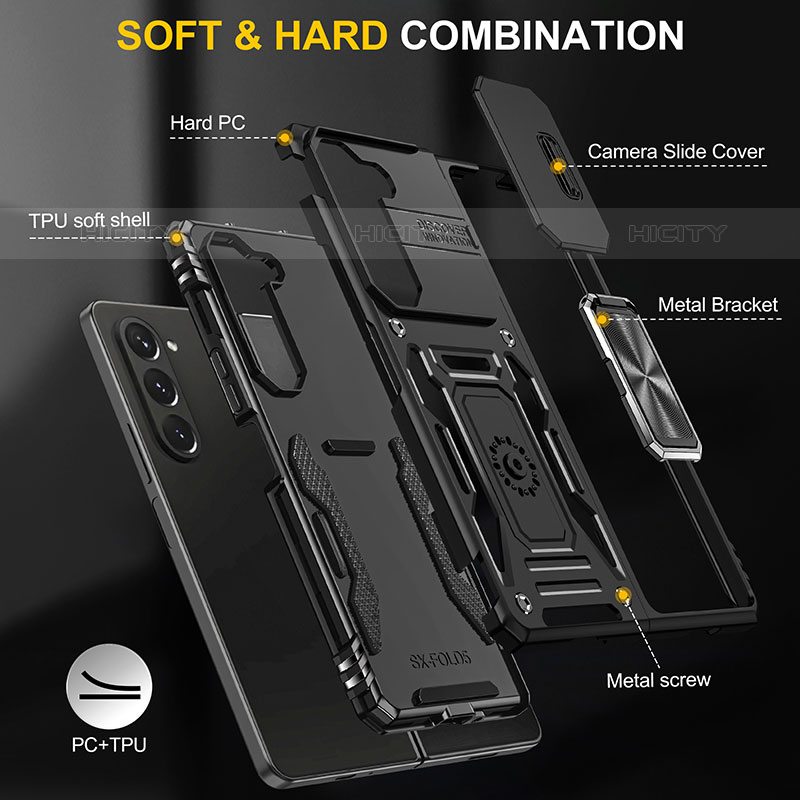 Coque Contour Silicone et Plastique Housse Etui Mat avec Aimant Magnetique Support MQ1 pour Samsung Galaxy Z Fold5 5G Plus