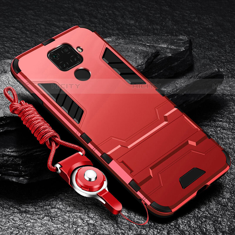 Coque Contour Silicone et Plastique Housse Etui Mat avec Aimant Magnetique Support pour Huawei Mate 30 Lite Rouge Plus