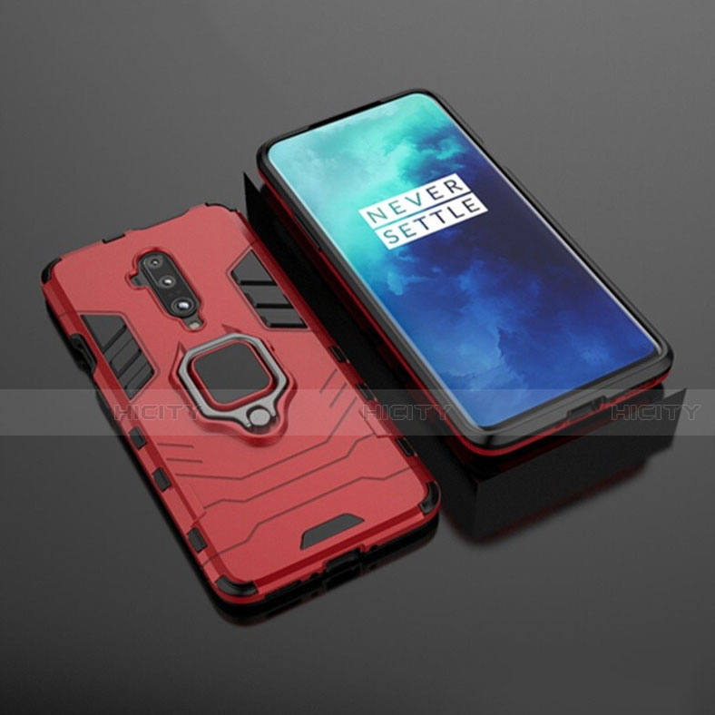 Coque Contour Silicone et Plastique Housse Etui Mat avec Aimant Magnetique Support pour OnePlus 7T Pro 5G Plus