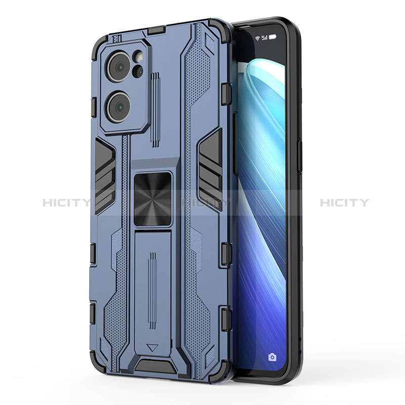 Coque Contour Silicone et Plastique Housse Etui Mat avec Aimant Magnetique Support pour OnePlus Nord CE 2 5G Bleu Plus