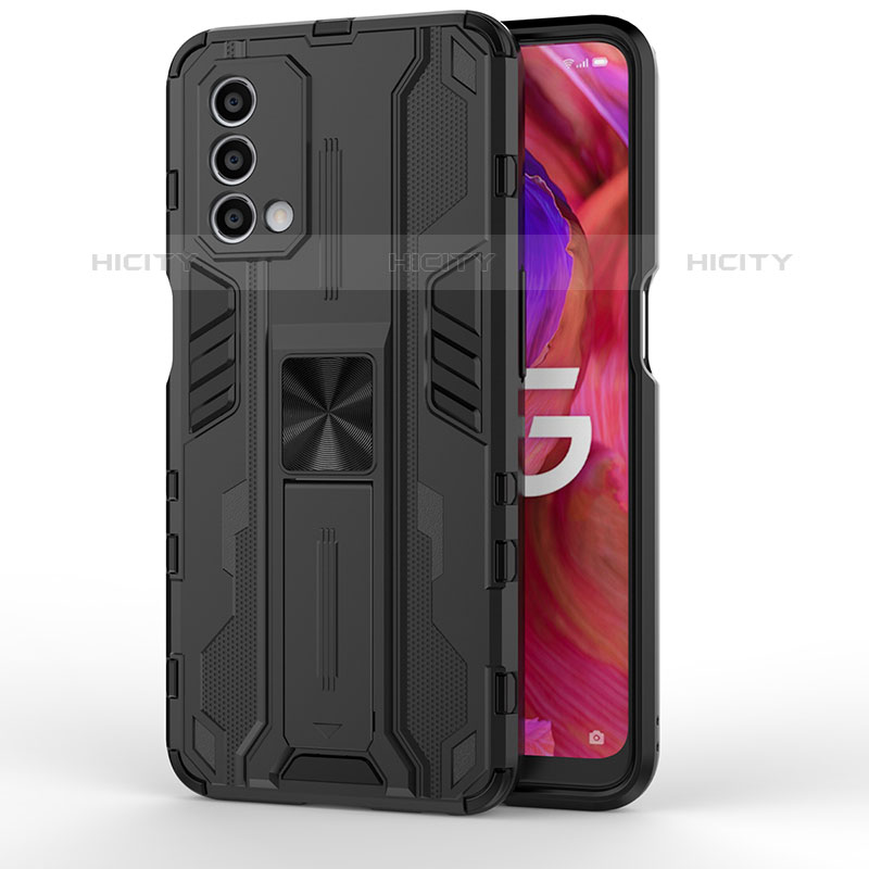 Coque Contour Silicone et Plastique Housse Etui Mat avec Aimant Magnetique Support pour OnePlus Nord N200 5G Noir Plus