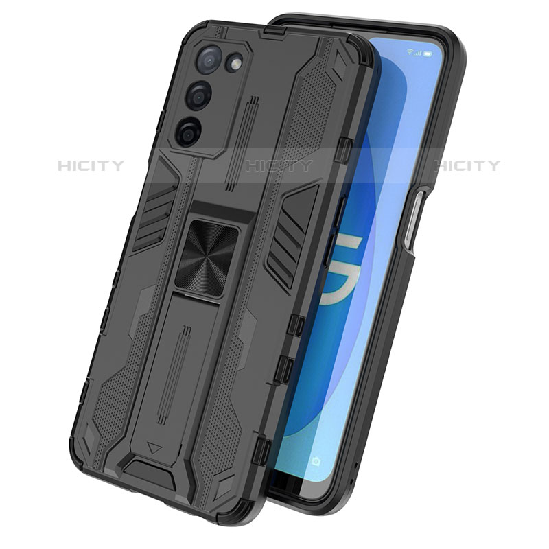 Coque Contour Silicone et Plastique Housse Etui Mat avec Aimant Magnetique Support pour Oppo A55 5G Plus