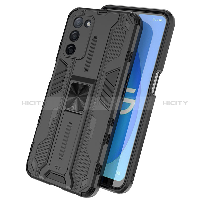 Coque Contour Silicone et Plastique Housse Etui Mat avec Aimant Magnetique Support pour Oppo A56 5G Plus