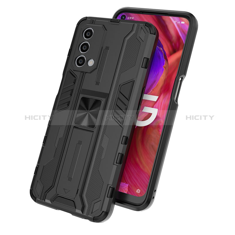 Coque Contour Silicone et Plastique Housse Etui Mat avec Aimant Magnetique Support pour Oppo A74 5G Plus