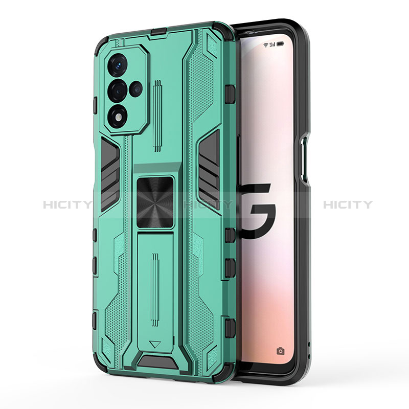 Coque Contour Silicone et Plastique Housse Etui Mat avec Aimant Magnetique Support pour Oppo A93s 5G Vert Plus