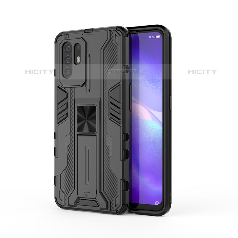 Coque Contour Silicone et Plastique Housse Etui Mat avec Aimant Magnetique Support pour Oppo A95 5G Noir Plus