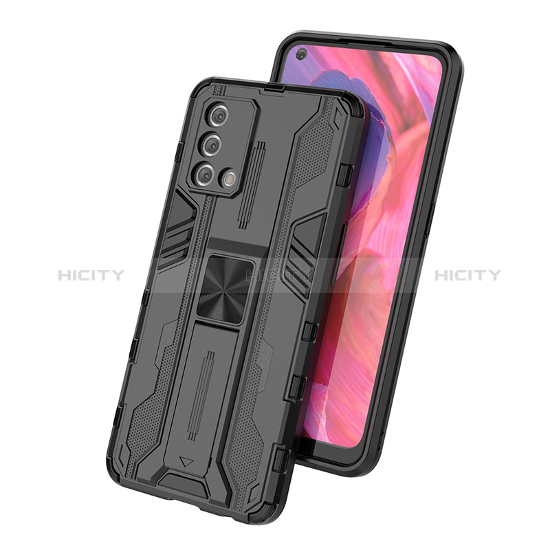 Coque Contour Silicone et Plastique Housse Etui Mat avec Aimant Magnetique Support pour Oppo F19 Plus