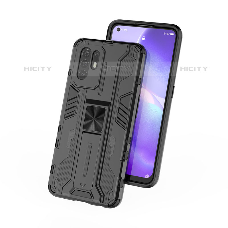 Coque Contour Silicone et Plastique Housse Etui Mat avec Aimant Magnetique Support pour Oppo F19 Pro+ Plus 5G Plus