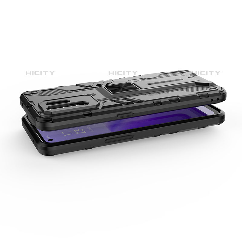 Coque Contour Silicone et Plastique Housse Etui Mat avec Aimant Magnetique Support pour Oppo F19 Pro+ Plus 5G Plus