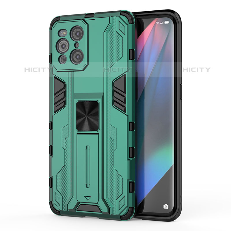 Coque Contour Silicone et Plastique Housse Etui Mat avec Aimant Magnetique Support pour Oppo Find X3 Pro 5G Plus