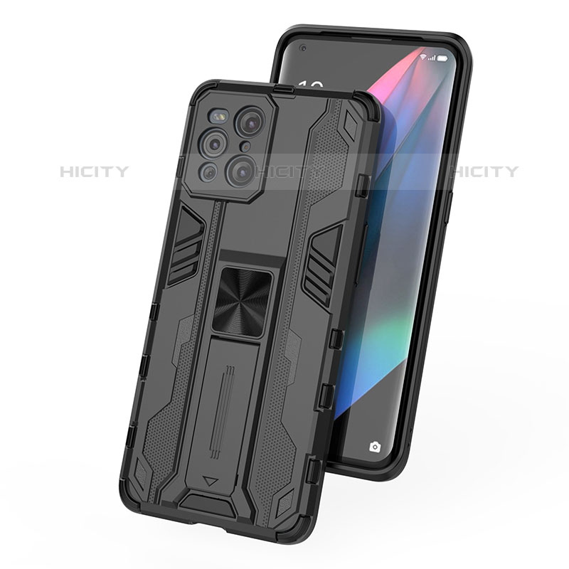 Coque Contour Silicone et Plastique Housse Etui Mat avec Aimant Magnetique Support pour Oppo Find X3 Pro 5G Plus