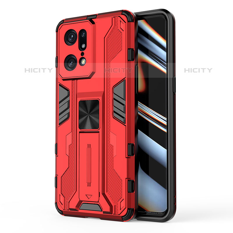 Coque Contour Silicone et Plastique Housse Etui Mat avec Aimant Magnetique Support pour Oppo Find X5 Pro 5G Plus