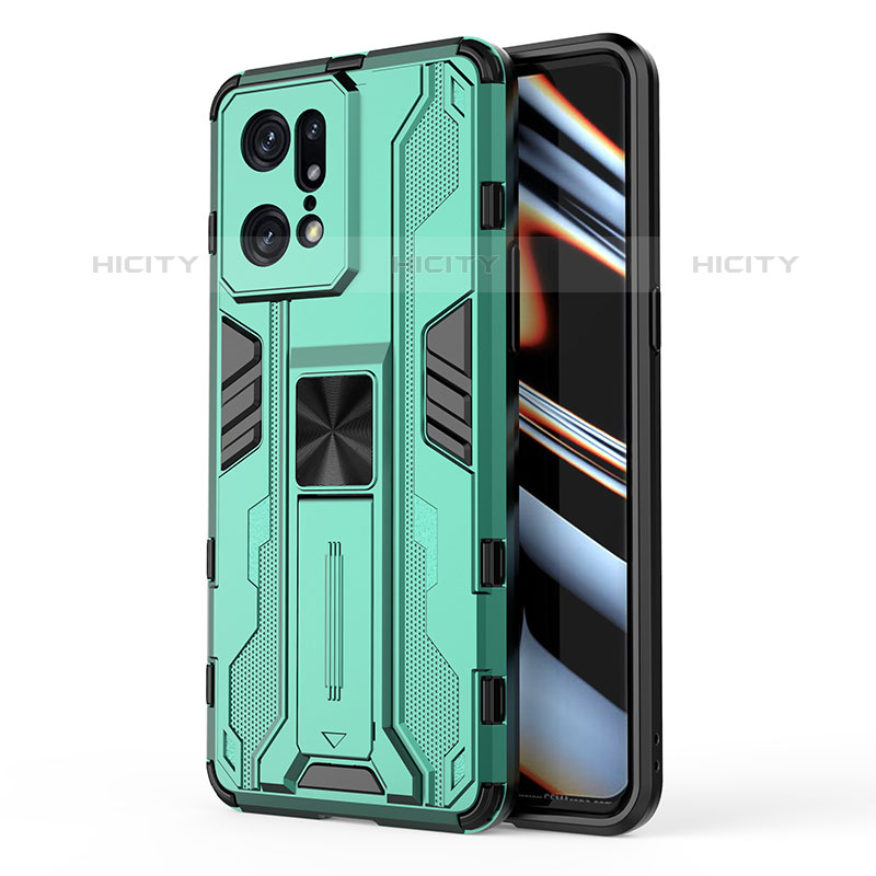 Coque Contour Silicone et Plastique Housse Etui Mat avec Aimant Magnetique Support pour Oppo Find X5 Pro 5G Plus