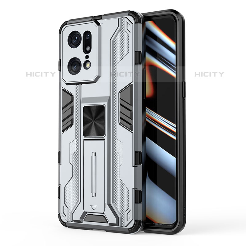 Coque Contour Silicone et Plastique Housse Etui Mat avec Aimant Magnetique Support pour Oppo Find X5 Pro 5G Plus