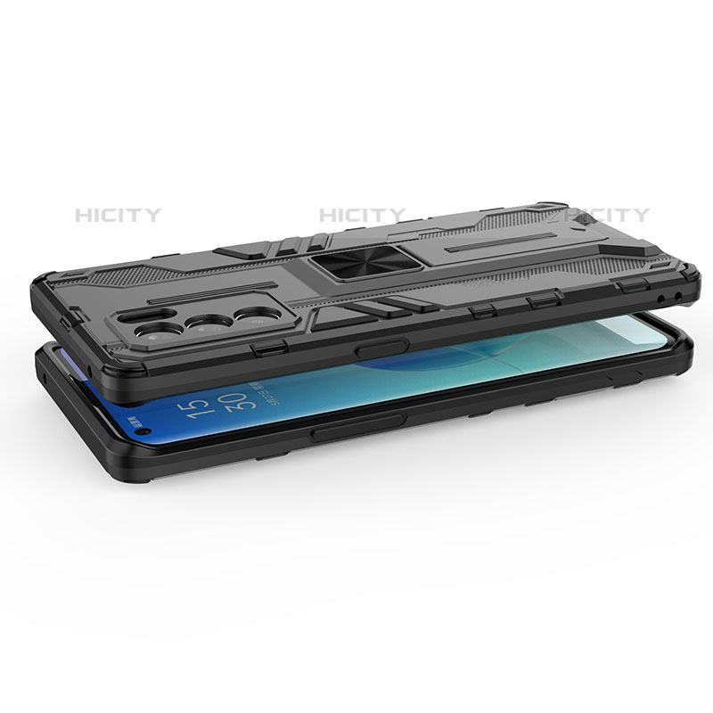 Coque Contour Silicone et Plastique Housse Etui Mat avec Aimant Magnetique Support pour Oppo Reno6 Pro 5G India Plus