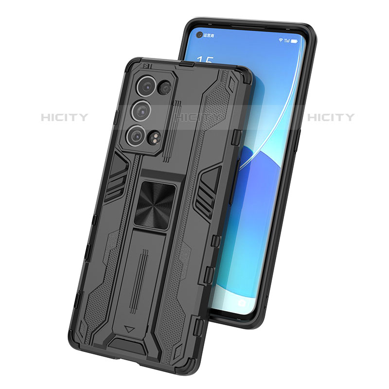 Coque Contour Silicone et Plastique Housse Etui Mat avec Aimant Magnetique Support pour Oppo Reno6 Pro 5G Plus