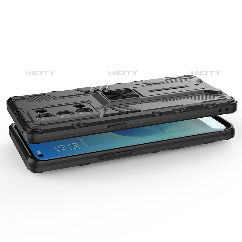 Coque Contour Silicone et Plastique Housse Etui Mat avec Aimant Magnetique Support pour Oppo Reno6 Pro 5G Plus