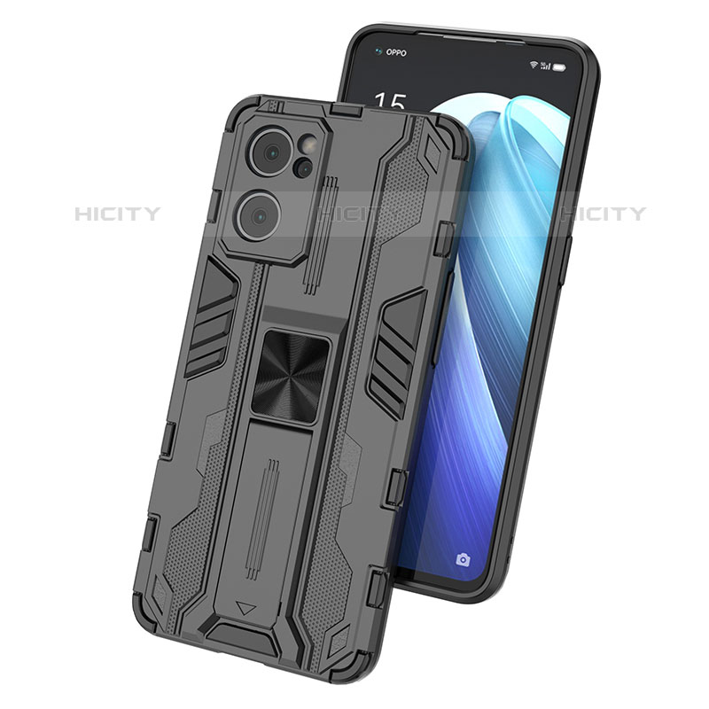 Coque Contour Silicone et Plastique Housse Etui Mat avec Aimant Magnetique Support pour Oppo Reno7 5G Plus