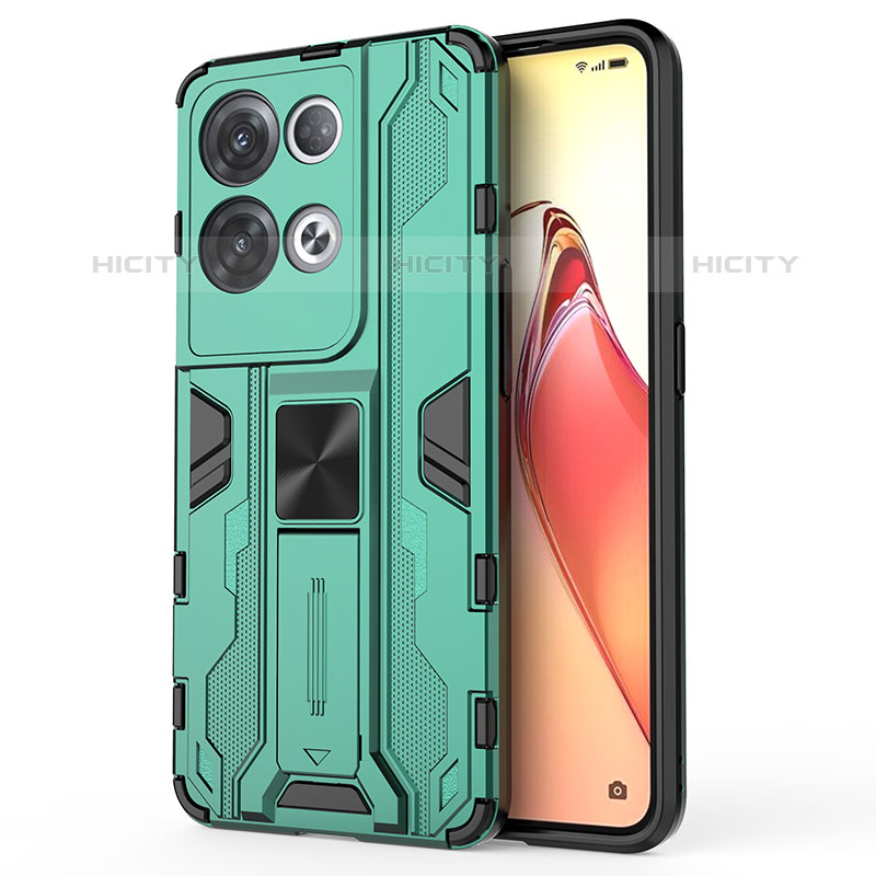 Coque Contour Silicone et Plastique Housse Etui Mat avec Aimant Magnetique Support pour Oppo Reno8 Pro 5G Plus