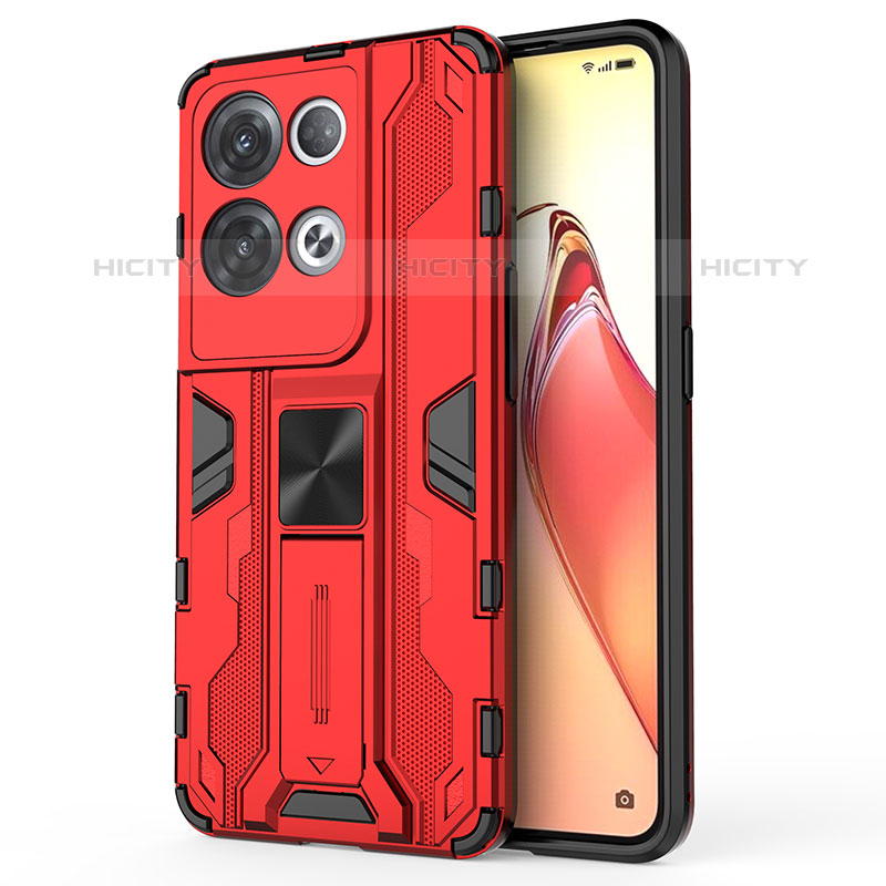 Coque Contour Silicone et Plastique Housse Etui Mat avec Aimant Magnetique Support pour Oppo Reno8 Pro 5G Plus