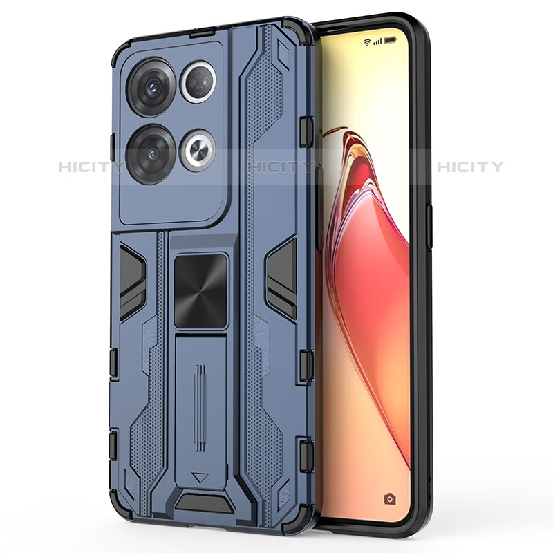 Coque Contour Silicone et Plastique Housse Etui Mat avec Aimant Magnetique Support pour Oppo Reno8 Pro 5G Plus