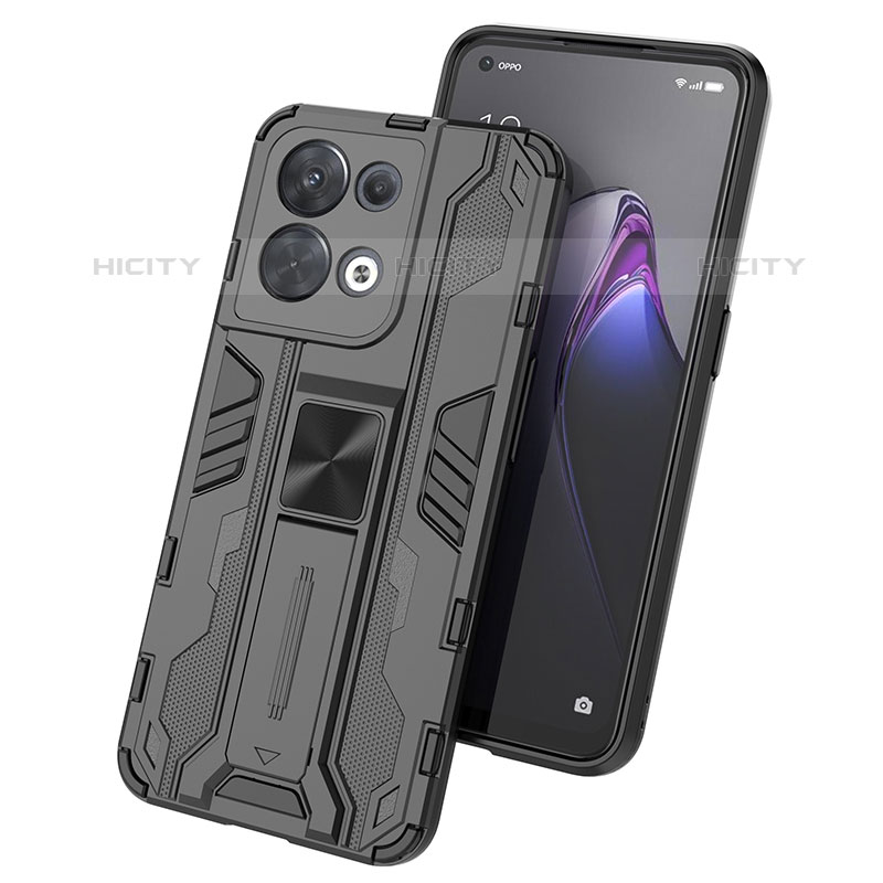 Coque Contour Silicone et Plastique Housse Etui Mat avec Aimant Magnetique Support pour Oppo Reno9 Pro 5G Plus