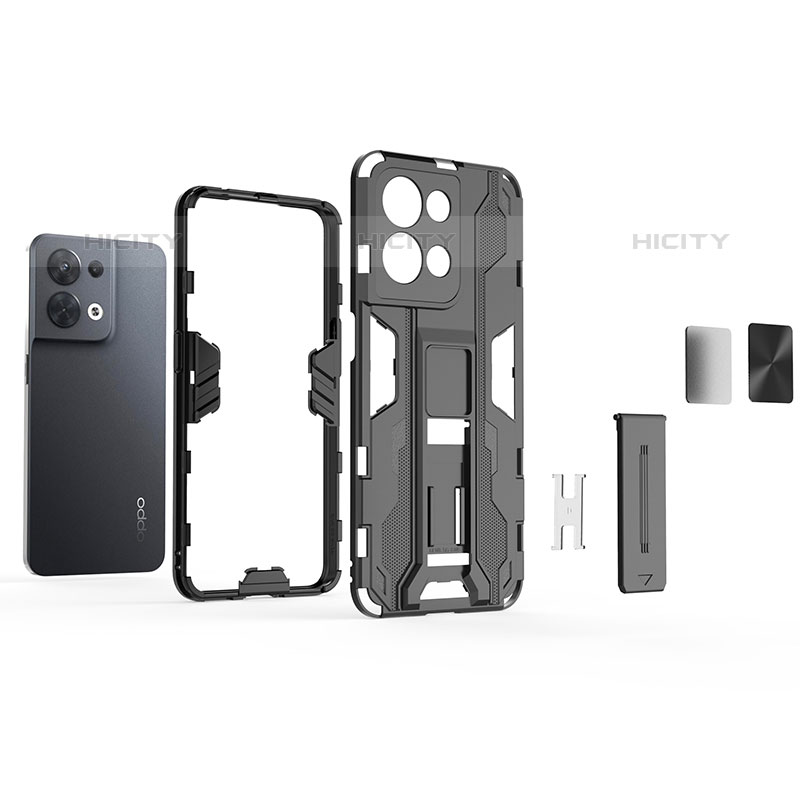 Coque Contour Silicone et Plastique Housse Etui Mat avec Aimant Magnetique Support pour Oppo Reno9 Pro 5G Plus