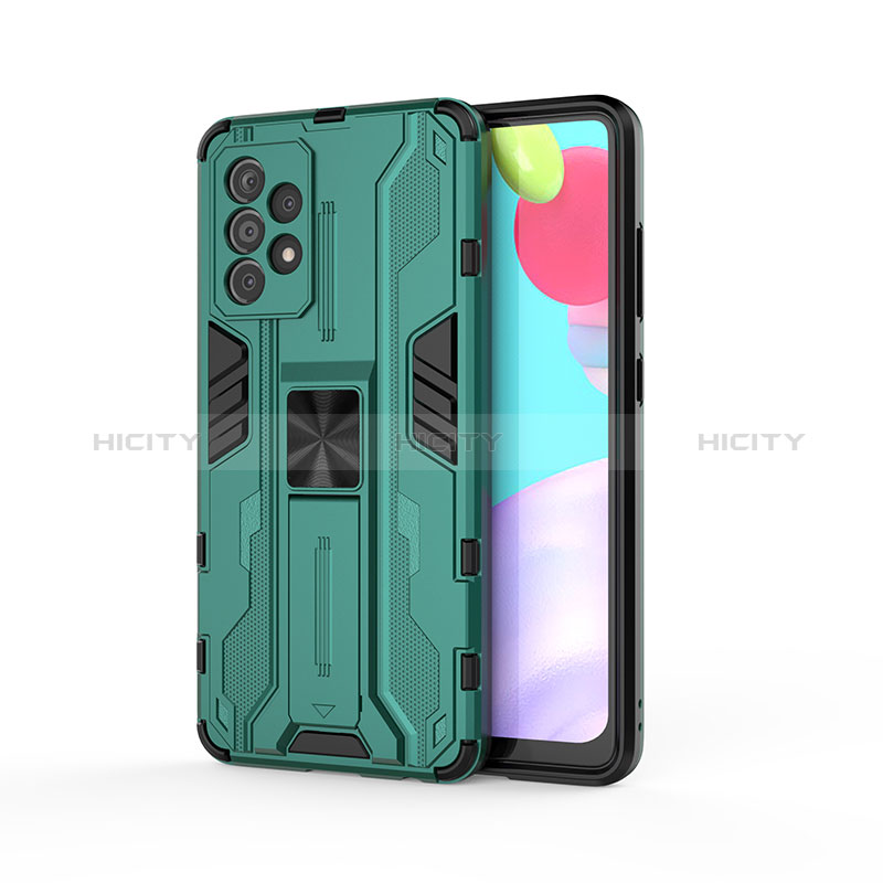 Coque Contour Silicone et Plastique Housse Etui Mat avec Aimant Magnetique Support pour Samsung Galaxy A52s 5G Vert Plus