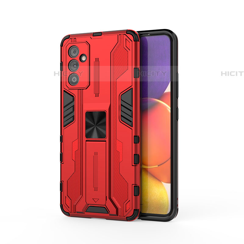 Coque Contour Silicone et Plastique Housse Etui Mat avec Aimant Magnetique Support pour Samsung Galaxy A54 5G Rouge Plus