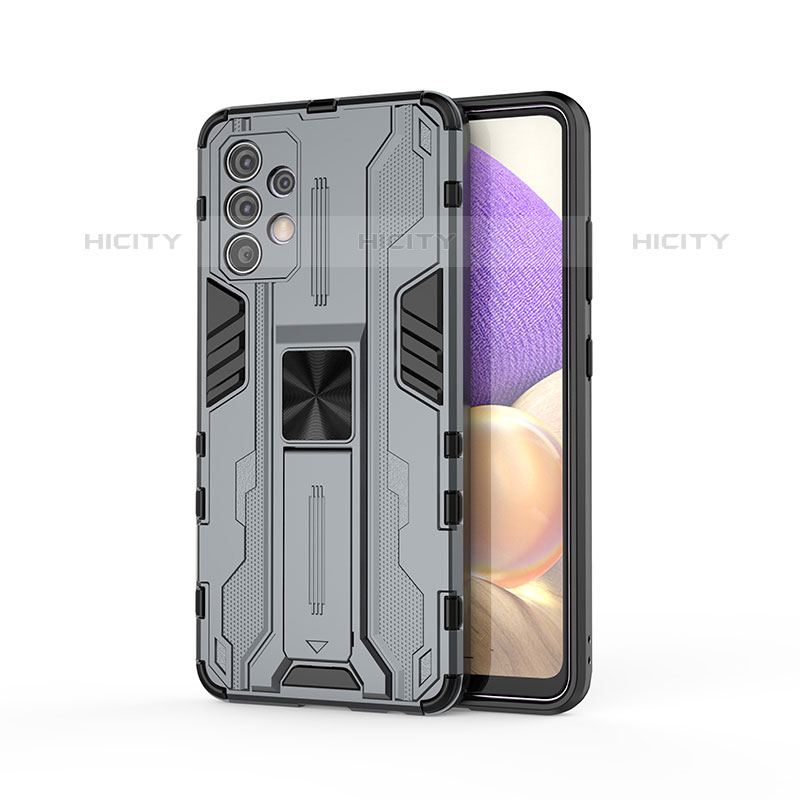 Coque Contour Silicone et Plastique Housse Etui Mat avec Aimant Magnetique Support pour Samsung Galaxy M32 5G Gris Plus