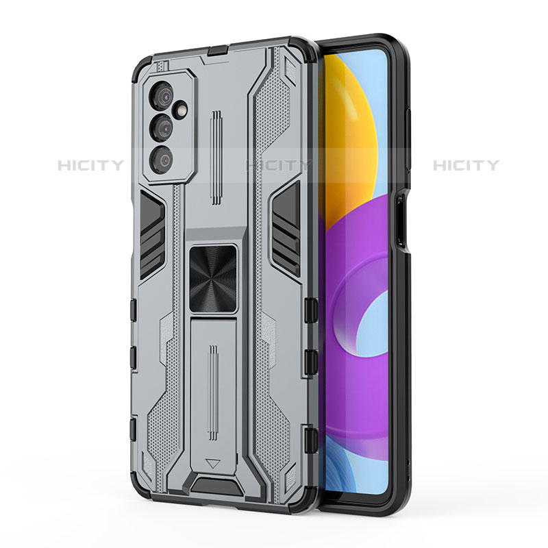 Coque Contour Silicone et Plastique Housse Etui Mat avec Aimant Magnetique Support pour Samsung Galaxy M52 5G Gris Plus