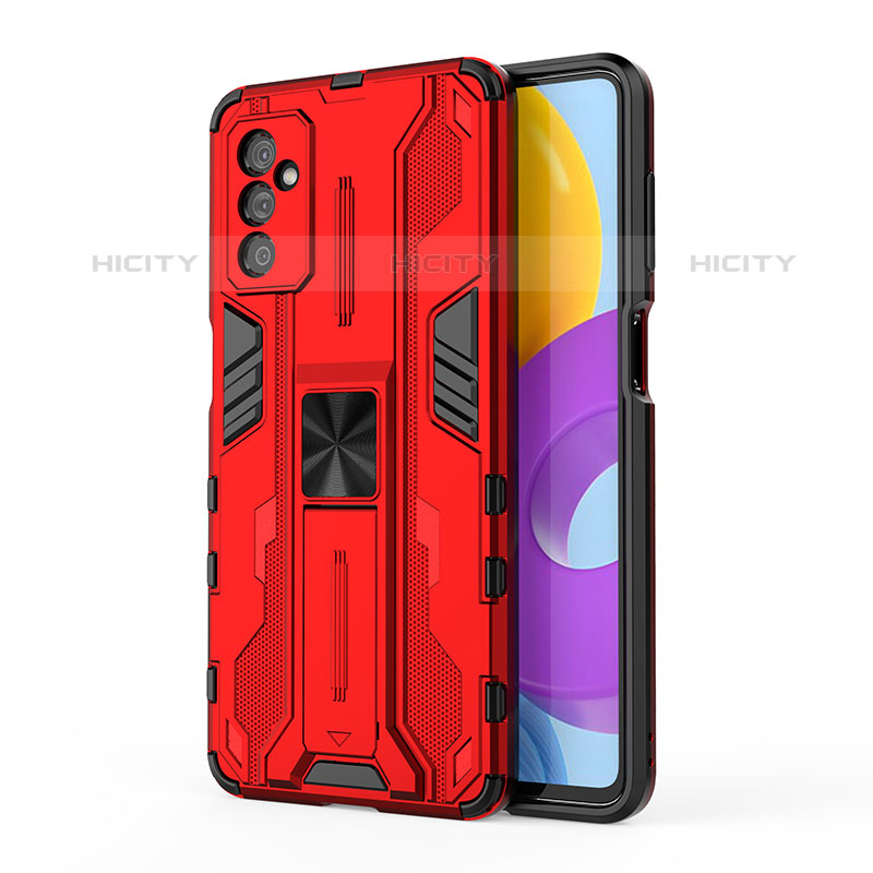 Coque Contour Silicone et Plastique Housse Etui Mat avec Aimant Magnetique Support pour Samsung Galaxy M52 5G Rouge Plus