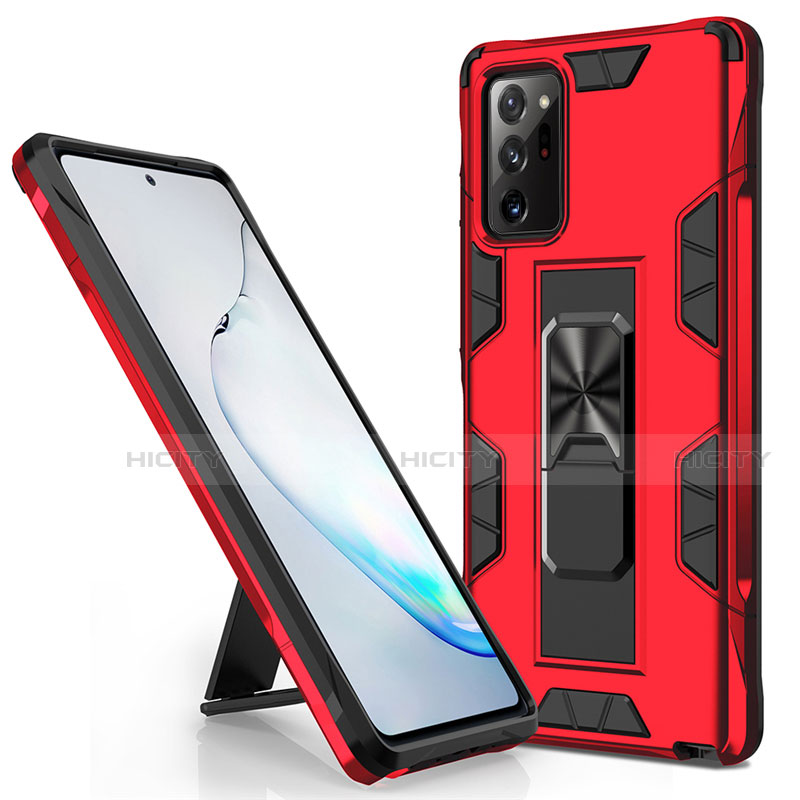 Coque Contour Silicone et Plastique Housse Etui Mat avec Aimant Magnetique Support pour Samsung Galaxy Note 20 5G Rouge Plus