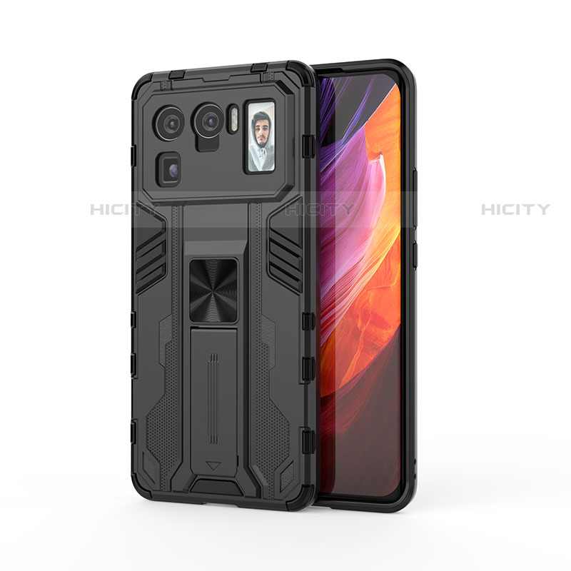 Coque Contour Silicone et Plastique Housse Etui Mat avec Aimant Magnetique Support pour Xiaomi Mi 11 Ultra 5G Plus