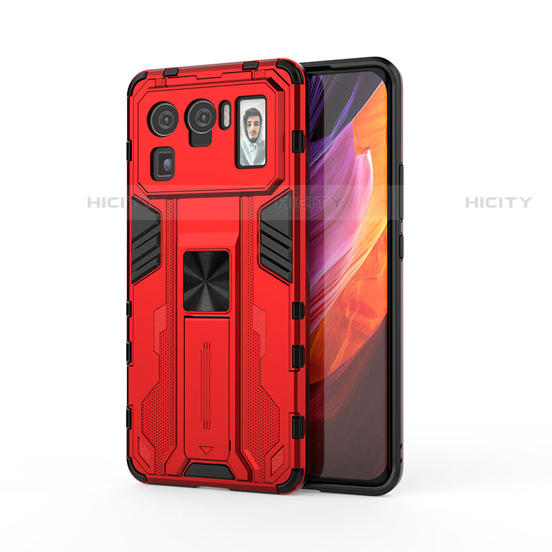 Coque Contour Silicone et Plastique Housse Etui Mat avec Aimant Magnetique Support pour Xiaomi Mi 11 Ultra 5G Plus