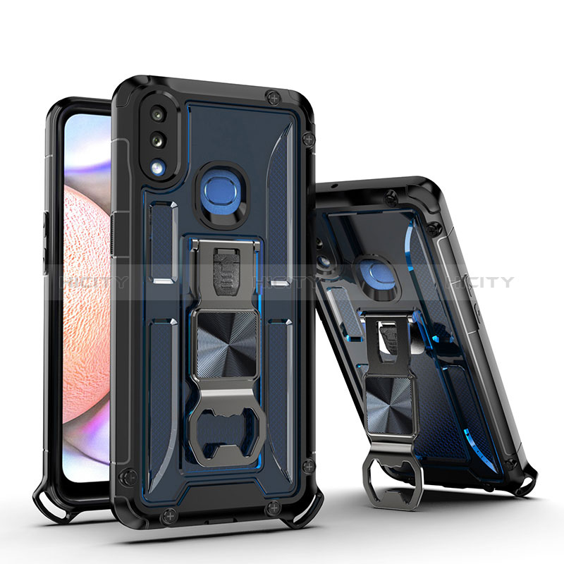 Coque Contour Silicone et Plastique Housse Etui Mat avec Aimant Magnetique Support Q01W pour Samsung Galaxy A10s Plus