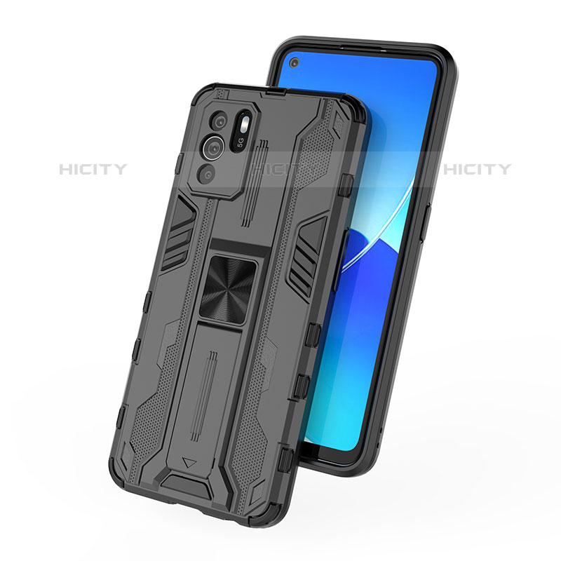 Coque Contour Silicone et Plastique Housse Etui Mat avec Aimant Magnetique Support T01 pour Oppo Reno6 Z 5G Plus