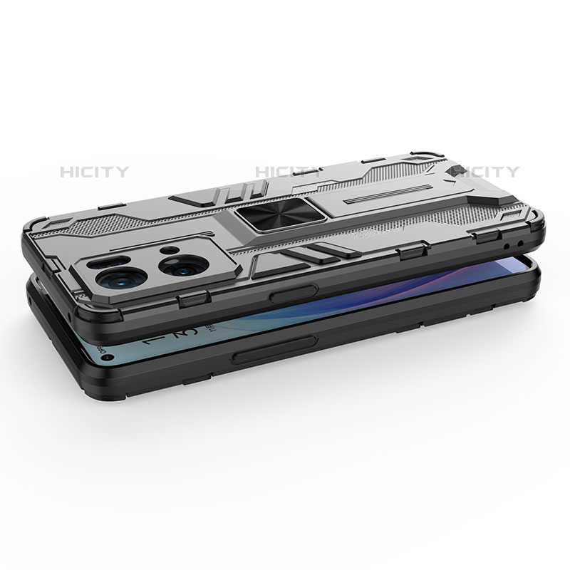 Coque Contour Silicone et Plastique Housse Etui Mat avec Aimant Magnetique Support T01 pour Oppo Reno7 Pro 5G Plus