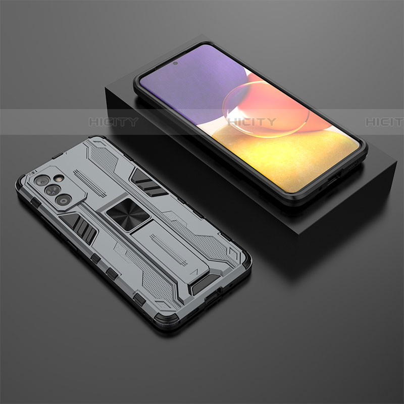 Coque Contour Silicone et Plastique Housse Etui Mat avec Aimant Magnetique Support T01 pour Samsung Galaxy A05s Gris Plus