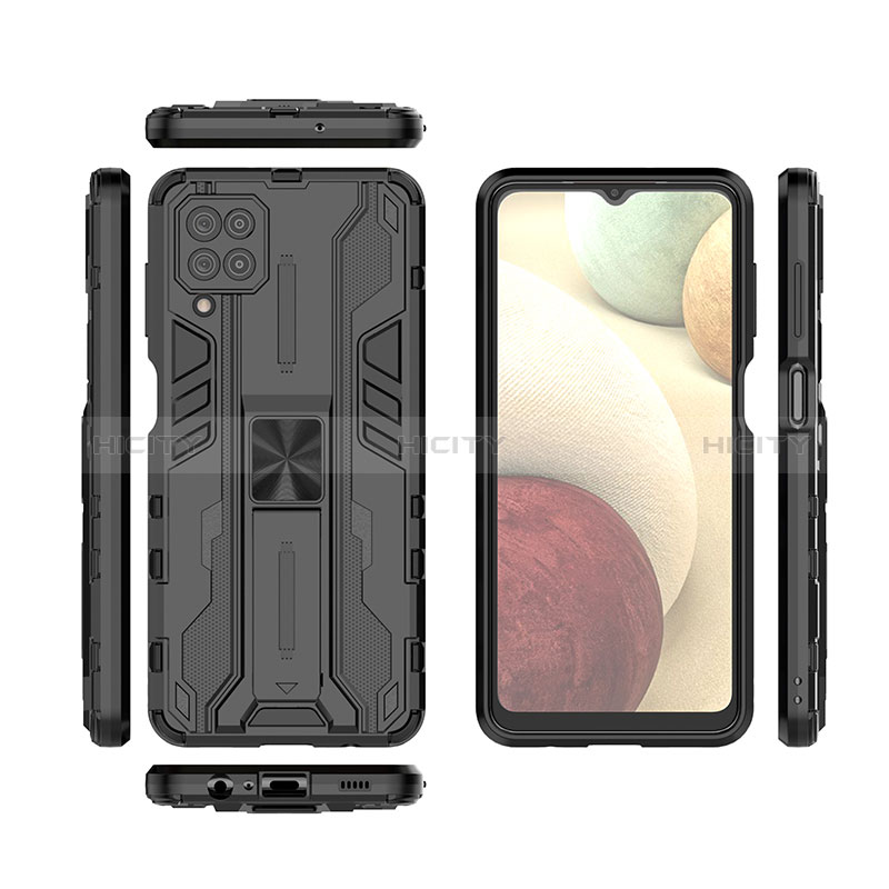 Coque Contour Silicone et Plastique Housse Etui Mat avec Aimant Magnetique Support T01 pour Samsung Galaxy A12 5G Plus