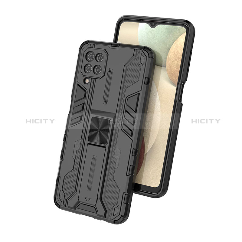 Coque Contour Silicone et Plastique Housse Etui Mat avec Aimant Magnetique Support T01 pour Samsung Galaxy A12 Nacho Plus