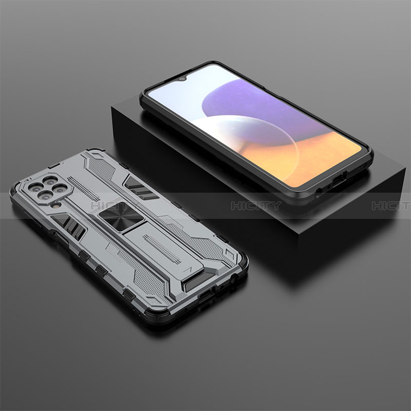 Coque Contour Silicone et Plastique Housse Etui Mat avec Aimant Magnetique Support T01 pour Samsung Galaxy A22 4G Plus