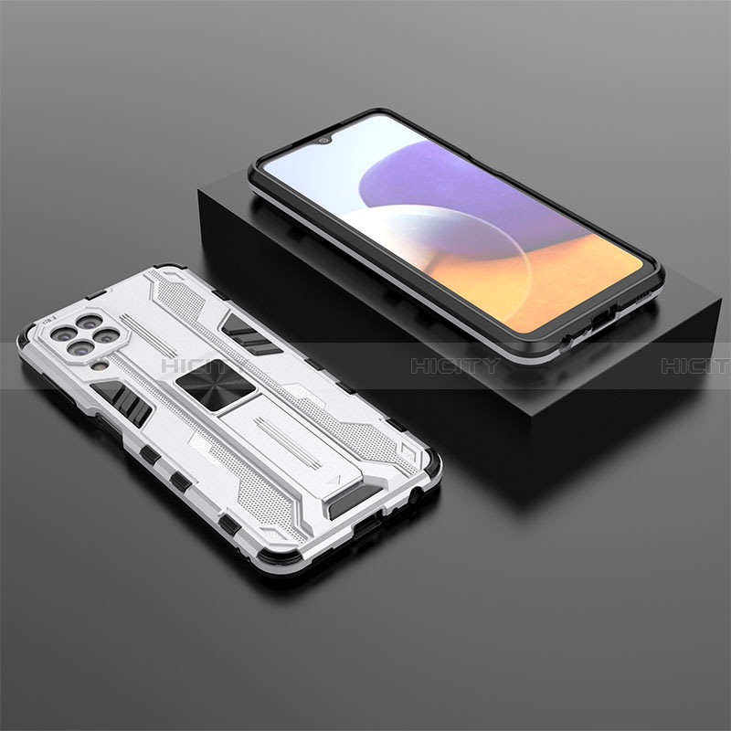 Coque Contour Silicone et Plastique Housse Etui Mat avec Aimant Magnetique Support T01 pour Samsung Galaxy A22 4G Plus