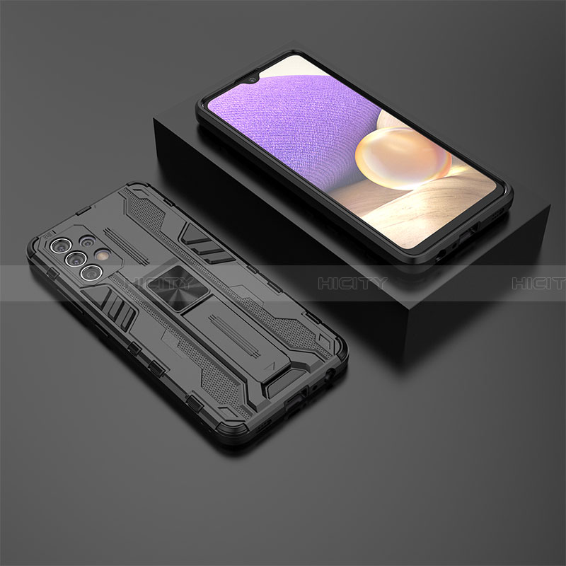 Coque Contour Silicone et Plastique Housse Etui Mat avec Aimant Magnetique Support T01 pour Samsung Galaxy A32 4G Plus