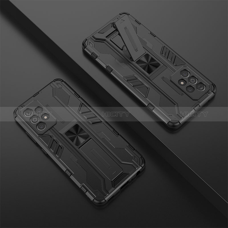 Coque Contour Silicone et Plastique Housse Etui Mat avec Aimant Magnetique Support T01 pour Samsung Galaxy A52s 5G Noir Plus